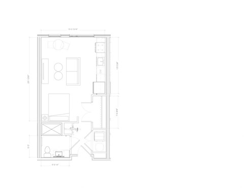 Studio   1  Bath   446 Sq. Ft. London - S1 Studio Floor Plan at Expo at Forest Park, St. Louis, MO, 63112